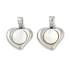 Brass Pave Natural White Shell Heart Charms KK-U043-27P-1