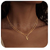 Alloy Initial Pendant Double Layer Necklaces for Women Men WG365C5-22-1