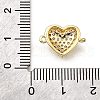 Brass Micro Pave Clear Cubic Zirconia Heart Connector Charms KK-V011-49G-3