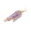 3Pcs 3 Styles Natural Amethyst Pointed Copper Wire Wrapped Faceted Bullet Big Pendants PALLOY-JF03572-03-5
