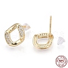 925 Sterling Silver Micro Pave Cubic Zirconia Twist Rhombus Stud Earrings STER-T004-22G-4