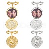 4Pcs 2 Colors Brass Flat Round Locket Pendant Brooch for wedding Photo JEWB-WR00002-1