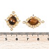 Natural Tiger Eye Oval Connector Charms KK-P302-24G-3
