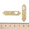 Brass Micro Pave Clear Cubic Zirconia Rectangle with Love Heart Connector Charms KK-U070-10G-3