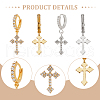 ANATTASOUL 2Pcs 2 Colors Brass Cross Dangle Hoop Earrings with Rhinestone EJEW-AN0004-64-3