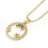 Brass Pave Cubic Zirconia Ring with Star & Moon Pendant Necklaces for Women NJEW-S429-02G-03-1