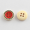 4-Hole Printed Wooden Buttons X-BUTT-R032-068-2