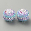Stripe Pattern Resin Rhinestone Beads RESI-WH0034-20J-2