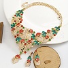 Christmas Santa Claus & Leaf Alloy Rhinestone Pendant Necklace & Stud Dangle Earrings Sets WGF6AE0-02-2
