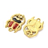 304 Stainless Steel Red & Black Enamel Ladybug Connector Charms STAS-B085-28G-2