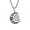 Crescent Moon Triskelion Knot 304 Stainless Steel Pearl Pink Cubic Zirconia Pendant Box Chain Necklaces for Women FS-WGED6A1-01-6