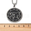 304 Stainless Steel Black Enamel Flat Round Sigil Pendant Necklaces NJEW-H065-14P-3