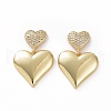 Clear Cubic Zirconia Heart Dangle Stud Earrings X-EJEW-F304-09G-1