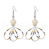 Flower Glass Seed Beaded Dangle Earrings for Women EJEW-MZ00203-02-1