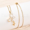 Butterfly & Star Brass Clear Cubic Zirconia Pendant Neckalces NJEW-C076-24G-3