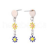 Flower Enamel Long Dangle Stud Earrings EJEW-N049-02B-3