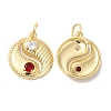 Brass Micro Pave Clear & Red Cubic Zirconia Pendants KK-E068-VF414-2-1