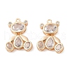 Brass Inlay Clear Glass Pendants KK-S388-04G-1