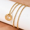 304 Stainless Steel Crystal Rhinestone Hexagon Pendant Necklaces for Women NJEW-F339-04G-5