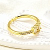 Brass Micro Pave Clear Cubic Zirconia Cuff Rings for Women RJEW-H247-21G-2