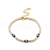 Enamel Horse Eye Link Bracelet with Clear Cubic Zirconia Tennis Chains BJEW-G650-02G-2