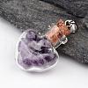 Heart Glass Bottle with Amethyst inside Pendants PALLOY-JF00172-04-1