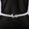 White Acrylic Imitiaotn Pearl Beaded Elastic Chain Belts with Alloy Buckles WGEAB88-02-1