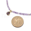 Cubic Zirconia Teardrop Pendant Necklace with Natural Amethyst Beaded Chains NJEW-JN04121-02-5