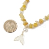 Natural Topaz Jade Chip & Imitaton Round Pearl Beaded Adjustable Necklaces NJEW-JN05227-02-3