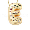 Brass Micro Pave Cubic Zirconia Letter Pendant Necklaces KK-Z069-01G-E-1