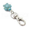 Copper Wire Wrapped Turtle Dyed Synthetic Turquoise Pendant Decorations HJEW-JM03234-5