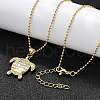Summer Beach Brass Pave Cubic Zirconia Turtle Pendant Necklaces for Women NJEW-U039-02G-02-3
