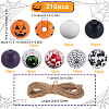 SOFPLATE 210Pcs 8 Styles Halloween Theme Printed Natural Wooden Beads WOOD-SP0001-07-2
