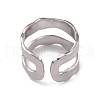 Non-Tarnish 304 Stainless Steel Twist Wave Open Cuff Rings for Women RJEW-G285-18P-3
