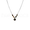 1Pc Brass with Resin Imitation Tiger Eye Round Pendant Necklaces FS-WG4B863-02-2