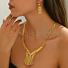 Luxurious Geometric Hollow Out Leaf Alloy Earrings & Necklaces Set for Women SQ7573-4