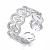 Non-Tarnish 304 Stainless Steel Oval with Rhombus Wrap Open Cuff Ring RJEW-T023-22P-3