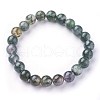 Natural Moss Agate Beads Stretch Bracelets BJEW-F380-01-B15-3