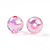 UV Plating Transparent Rainbow Iridescent Acrylic Beads TACR-D010-07E-2