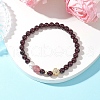 Round Natural Grade AAAA Garnet Strawberry Quartz Beads Stretch Bracelets BJEW-JB11825-01-1