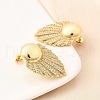 Brass Clear Cubic Zirconia Flat Round Stud Earrings EJEW-C147-03G-3