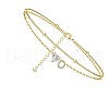 Heart & Letter Brass Crystal Rhinestone Charm Double Layer Anklets FS-WG6749C-15-1