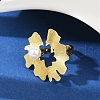 Brass with ABS Plastic Pearl Cuff Rings for Women RJEW-M075-01G-3