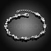 Exquisite Silver Plated Brass Cubic Zirconia Link Bracelets BJEW-BB00758-2