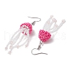 Glass Seed Beaded with Acrylic Beads & Glass Pearl Round Bead Jellyfish Dangle Earrings EJEW-MZ00435-05-4