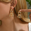 Alloy Cubic Zirconia Flower Hoop Earrings UT1066-4