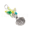 Starfish/Sea Stars Dyed Synthetic Turquoise & Alloy Shell Shape Pendants PALLOY-JF03957-02-3