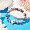 Synthetic Turquoise Dolphin Beads with Natural Pink Zebra Jasper Beaded Stretch Bracelets BJEW-JB10213-05-2