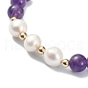 Natural Mixed Gemstone & Pearl Beaded Stretch Bracelet for Women BJEW-JB09384-3