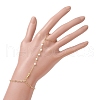 Handmade Brass Curb Chains with Faceted Glass Links Finger Ring Bracelets for Women BJEW-JB11773-3